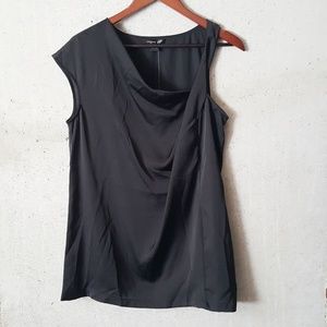 August Silk black sleeveless blouse size L